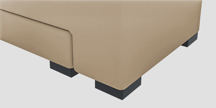 Corby Velvet Rhs 6 Seater Convertible Sofa Cum Bed In Cream Beige Colour - Febonic Living