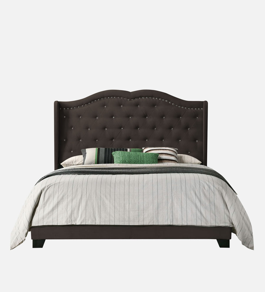 Blake Fabric Upholstered Queen Size Bed In Dark Brown Colour - Febonic Living