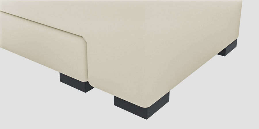 Corby Velvet Rhs 6 Seater Convertible Sofa Cum Bed In Warm White Colour - Febonic Living