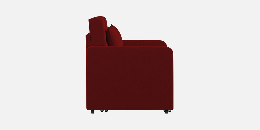 Calra Fabric 3 Seater Pull Out Sofa Cum Bed In Blood Maroon Colour With Storage - Febonic Living