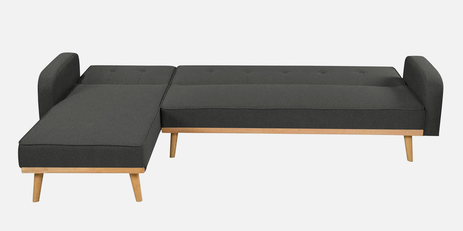 Zuno Fabric Rhs Convertible Sofa Cum Bed In Charcoal Grey Colour - Febonic Living
