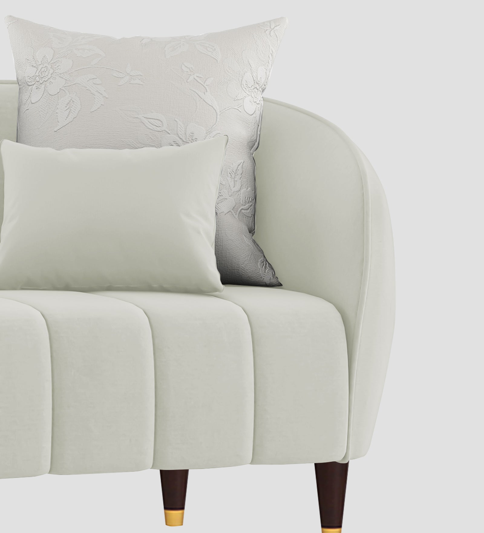 Hairo Velvet 1 Seater Sofa In  Bone Grey Colour - Febonic Living