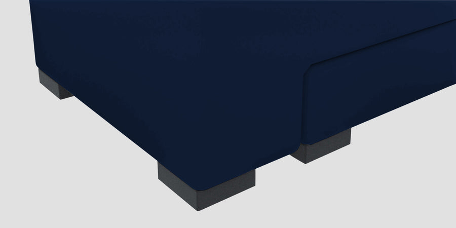 Corby Velvet Lhs 6 Seater Convertible Sofa Cum Bed In Imperial Blue Colour - Febonic Living