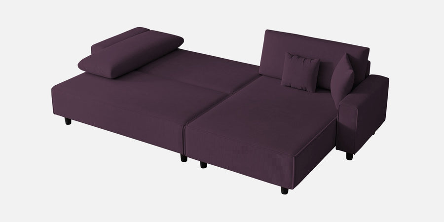 Peach Fabric Lhs 6 Seater Sofa Cum Bed With Storage In Greek Purple Colour - Febonic Living