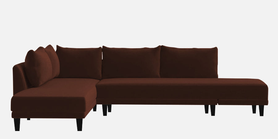 Ira Fabric Rhs 6 Seater Convertible Sofa Cum Bed In Coffee Brown Colour - Febonic Living