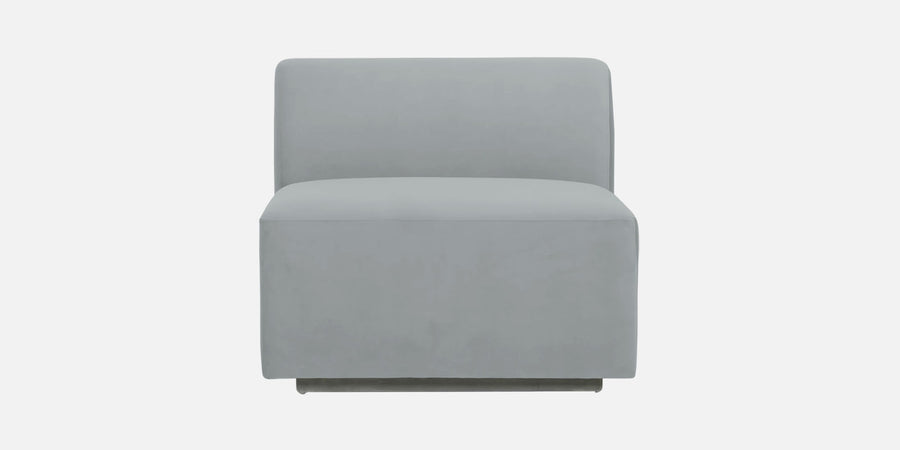 Bufa Velvet Rhs Sectional Sofa In Pearl Grey Colour With Ottoman - Febonic Living