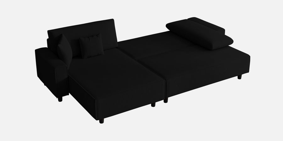 Peach Fabric Rhs 6 Seater Sofa Cum Bed With Storage In Zed Black Colour - Febonic Living
