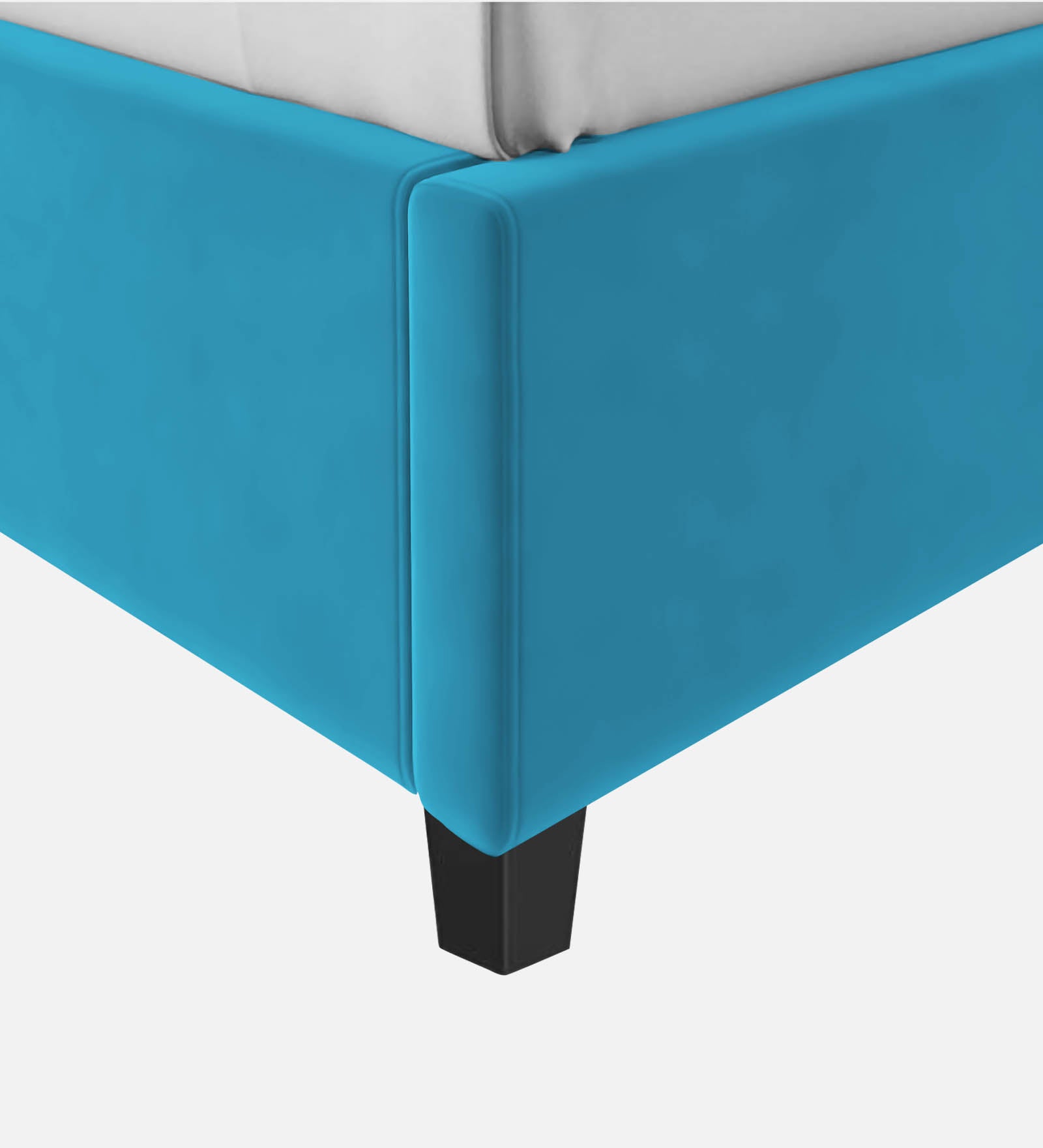 Lara Velvet Single Size Bed In Aqua Blue Colour