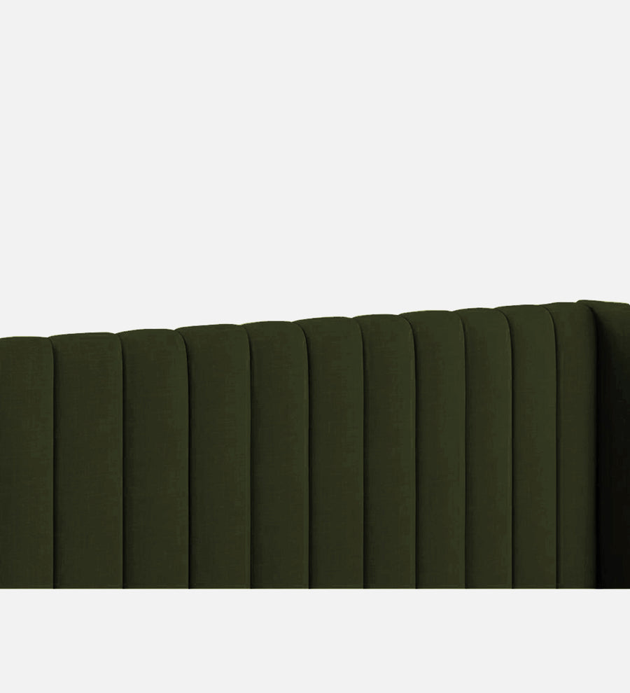 Colina Fabric Upholstered Queen Size Bed In Olive Green Colour With Box Storage - Febonic Living