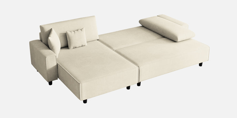 Peach Fabric Rhs 6 Seater Sofa Cum Bed With Storage In Ivory Cream Colour - Febonic Living