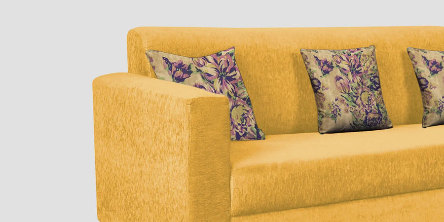 Lipu Fabric 3 Seater Sofa In Bold Yellow Colour - Febonic Living