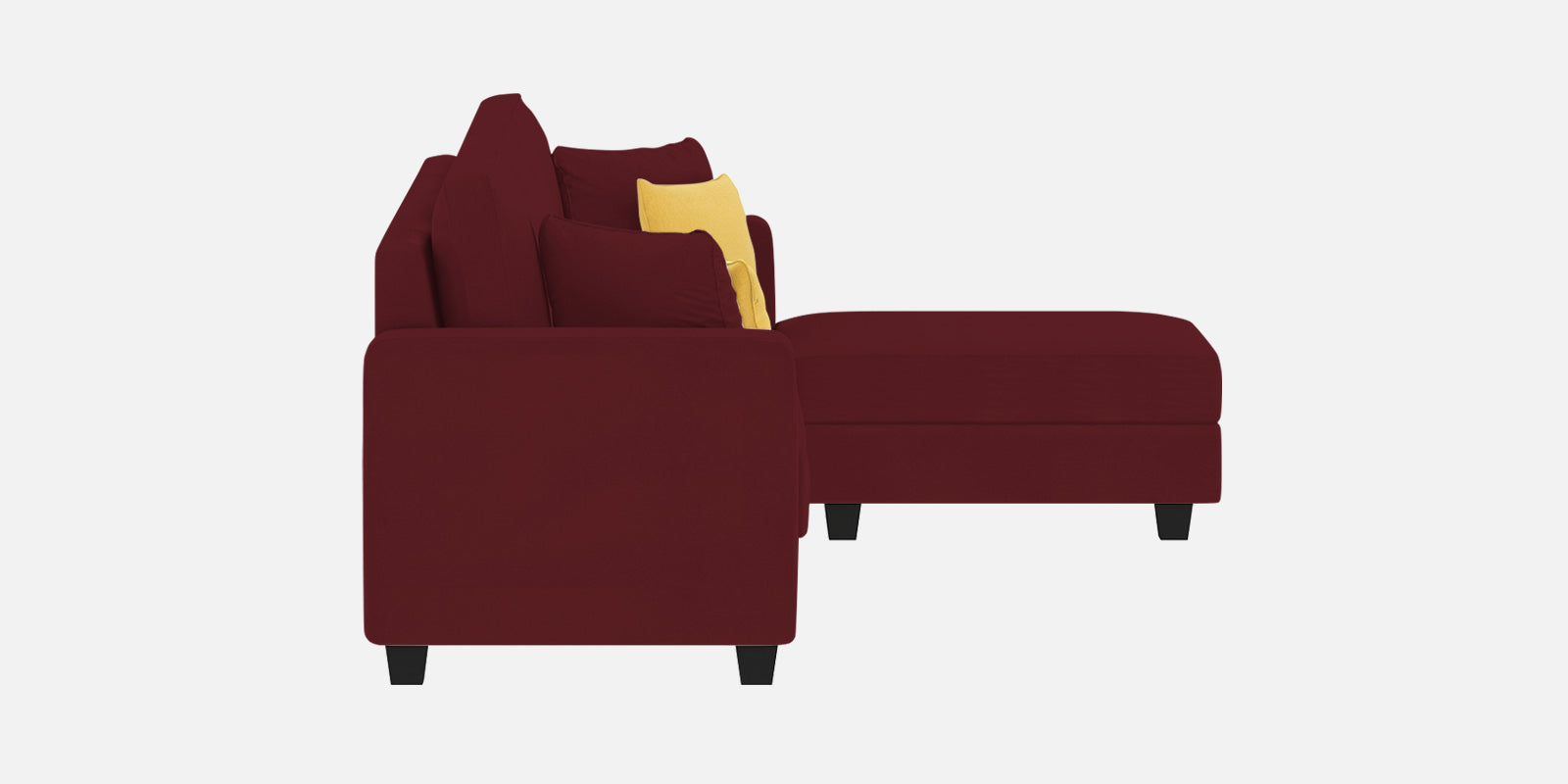 Nabi Fabric LHS Sectional Sofa (3 + Lounger) In Blood Maroon Colour