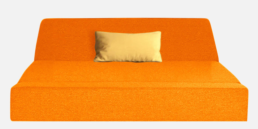Fleepy Fabric 2 Seater Foldable Sofa Cum Bed In Vivid Orange Colour - Febonic Living
