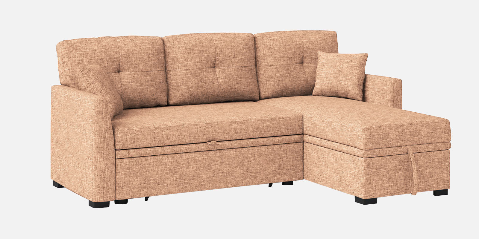 Jody Fabric 3 Seater Pull Out Sofa Cum Bed In Cosmic Beige Colour