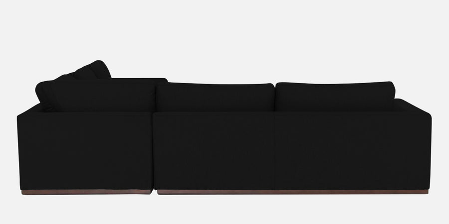 Freedom Velvet 6 Seater Lhs Corner Sofa In Adam Black Colour With Ottoman - Febonic Living