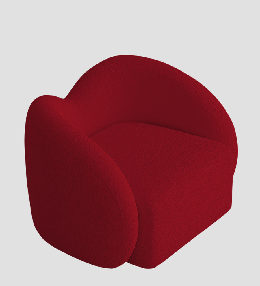 Miles Boucle Fabric Swivel Chair In Candy Red Colour - Febonic Living