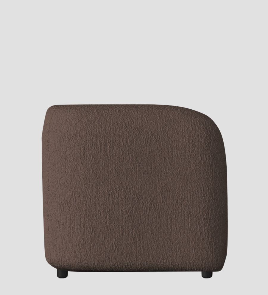 Corny Boucle Fabric 1 Seater Sofa In Truffle Brown Colour - Febonic Living
