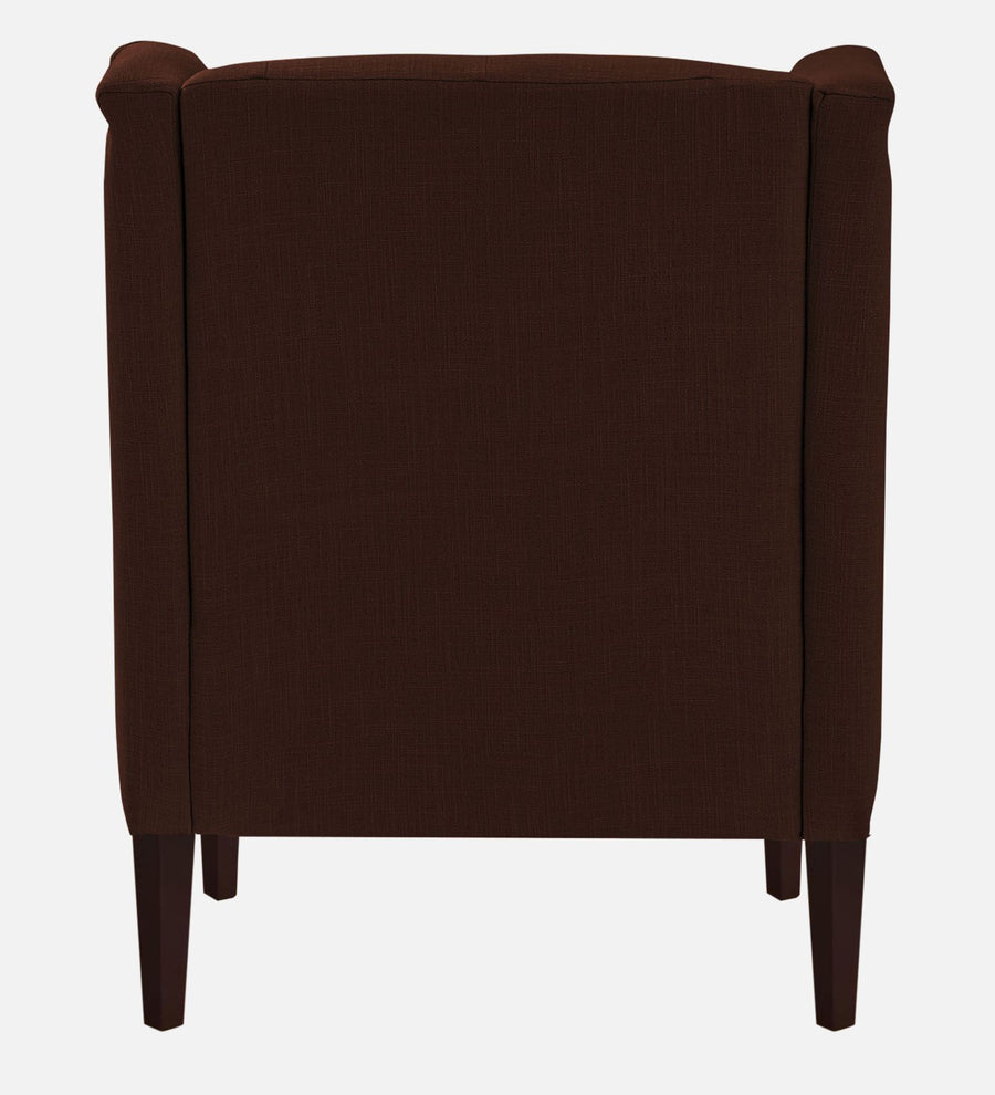 Deyuk Fabric Wing Chair In Coffee Brown Colour - Febonic Living