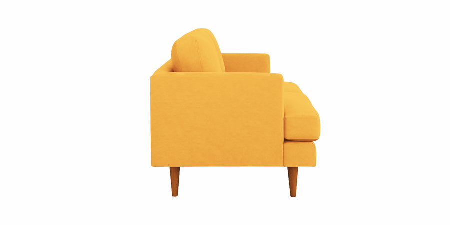 Motra Velvet 3 Seater Sofa In Turmeric Yellow Colour - Febonic Living