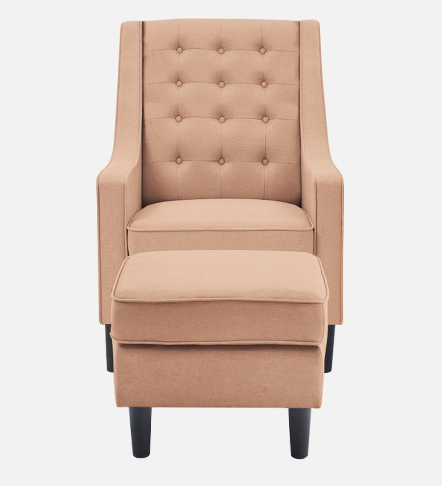 Sona Fabric Barrel Chair With Ottoman In Cosmic Beige Colour - Febonic Living