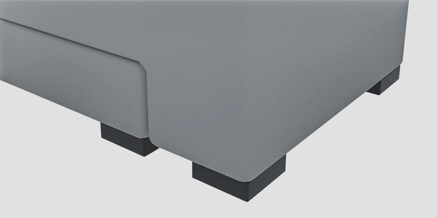 Corby Velvet Rhs 6 Seater Convertible Sofa Cum Bed In Concrete Grey Colour - Febonic Living