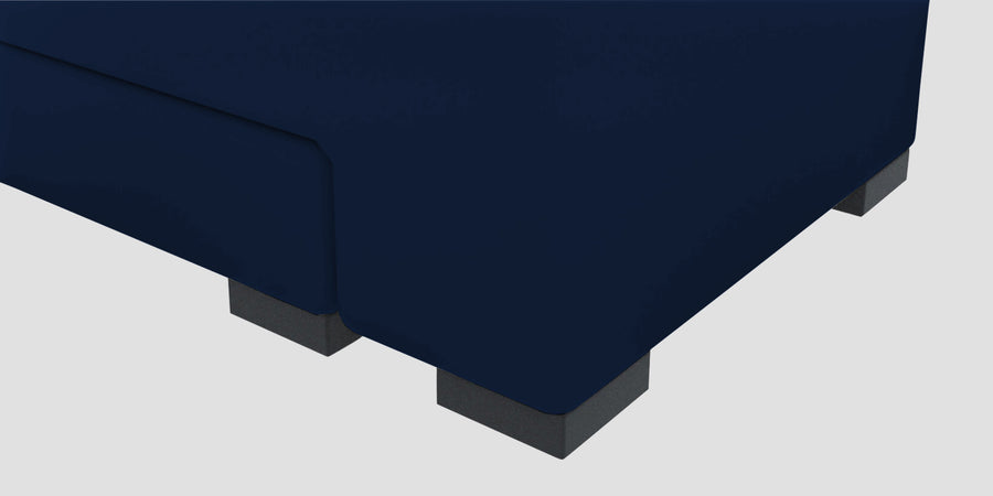 Corby Velvet Rhs 6 Seater Convertible Sofa Cum Bed In Imperial Blue Colour - Febonic Living