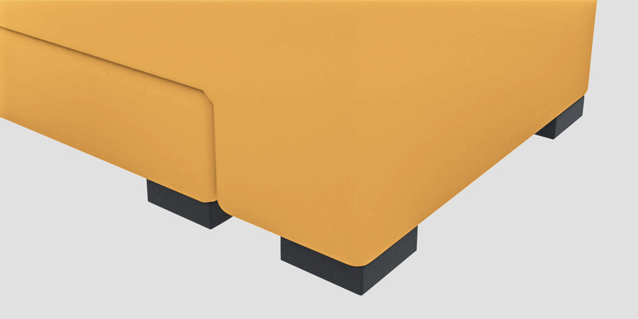 Corby Velvet Rhs 6 Seater Convertible Sofa Cum Bed In Turmeric Yellow Colour - Febonic Living