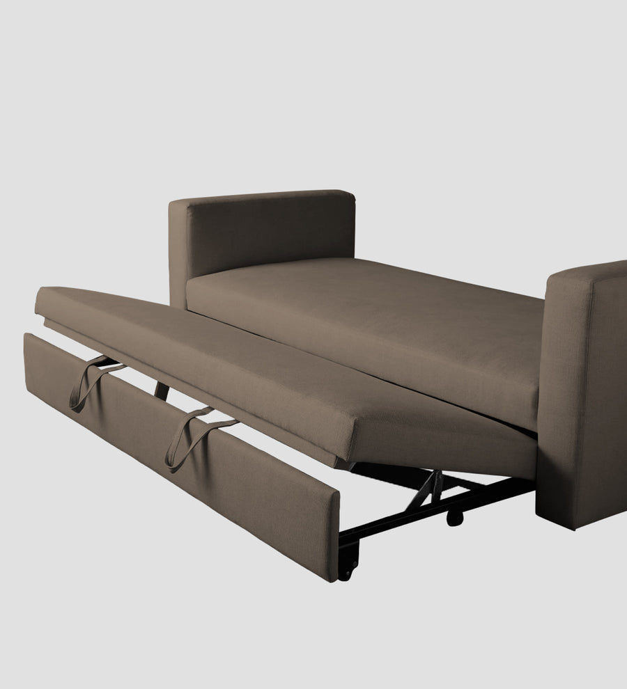 Tosy Fabric 3 Seater Pull Out Sofa Cum Bed In Hazel Beige Colour - Febonic Living
