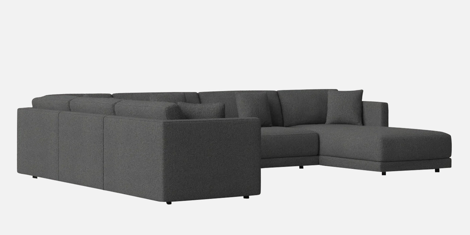 Carlin Fabric LHS 8 Seater Sectional Sofa In Charcoal Grey Colour