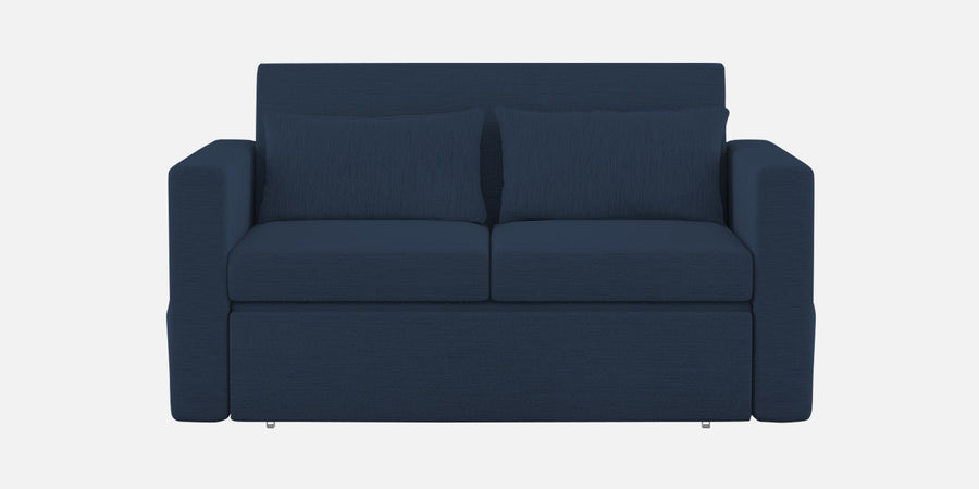 River Fabric 2 Seater Pull Out Sofa Cum Bed In Denim Blue Colour - Febonic Living