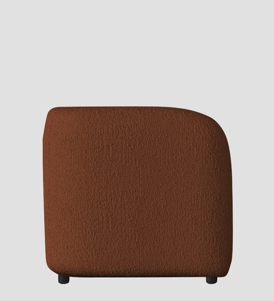 Corny Boucle Fabric 1 Seater Sofa In Rust Orange Colour - Febonic Living