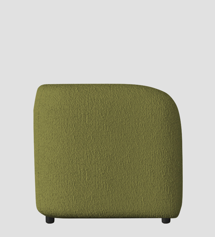 Corny Boucle Fabric 1 Seater Sofa In Apple Green Colour - Febonic Living