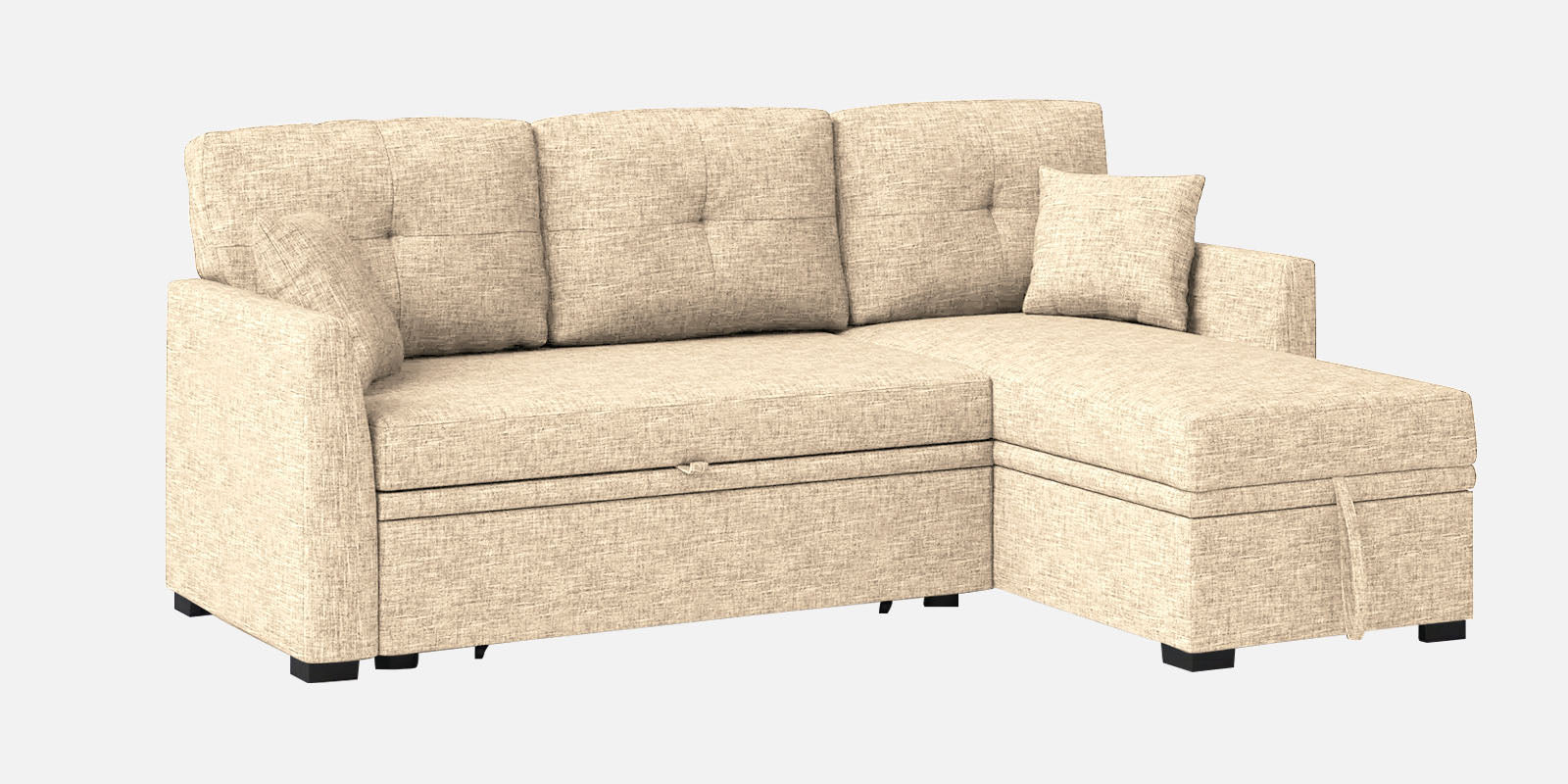 Jody Fabric 3 Seater Pull Out Sofa Cum Bed In Ivory Beige Colour