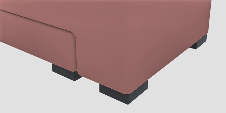 Corby Velvet Rhs 6 Seater Convertible Sofa Cum Bed In Blush Pink Colour - Febonic Living