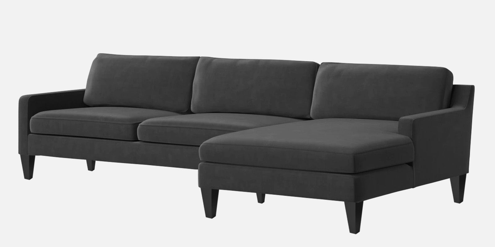 Jones Velvet LHS Sectional Sofa (3+Lounger) In Hory Grey Colour