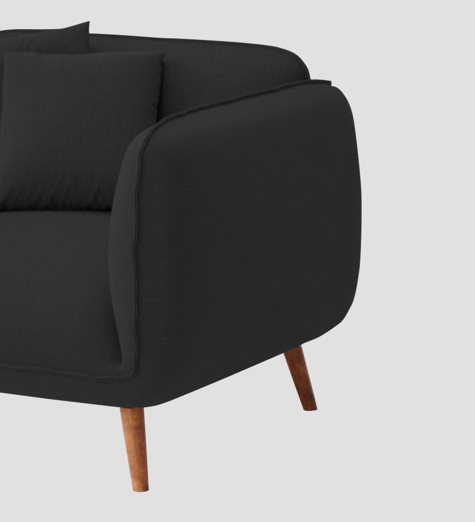 Zia Fabric 1 Seater Sofa In Bitter Black Colour