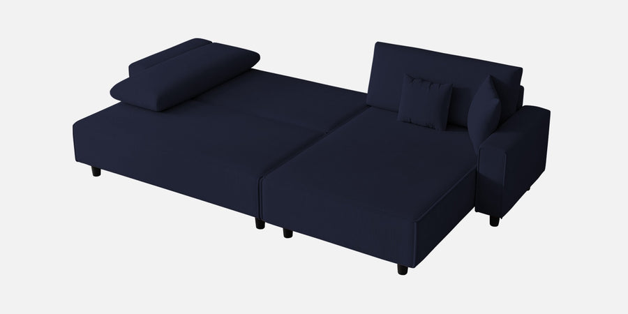 Peach Fabric Lhs 6 Seater Sofa Cum Bed With Storage In Royal Blue Colour - Febonic Living