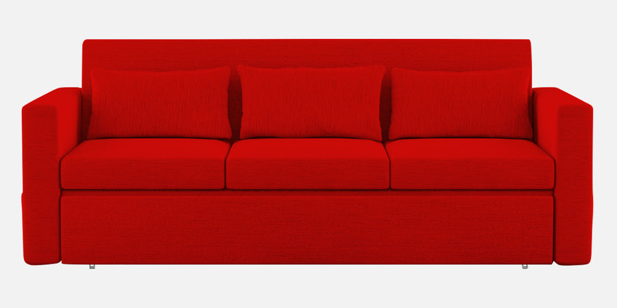 River Fabric 3 Seater Pull Out Sofa Cum Bed In Ruby Red Colour - Febonic Living