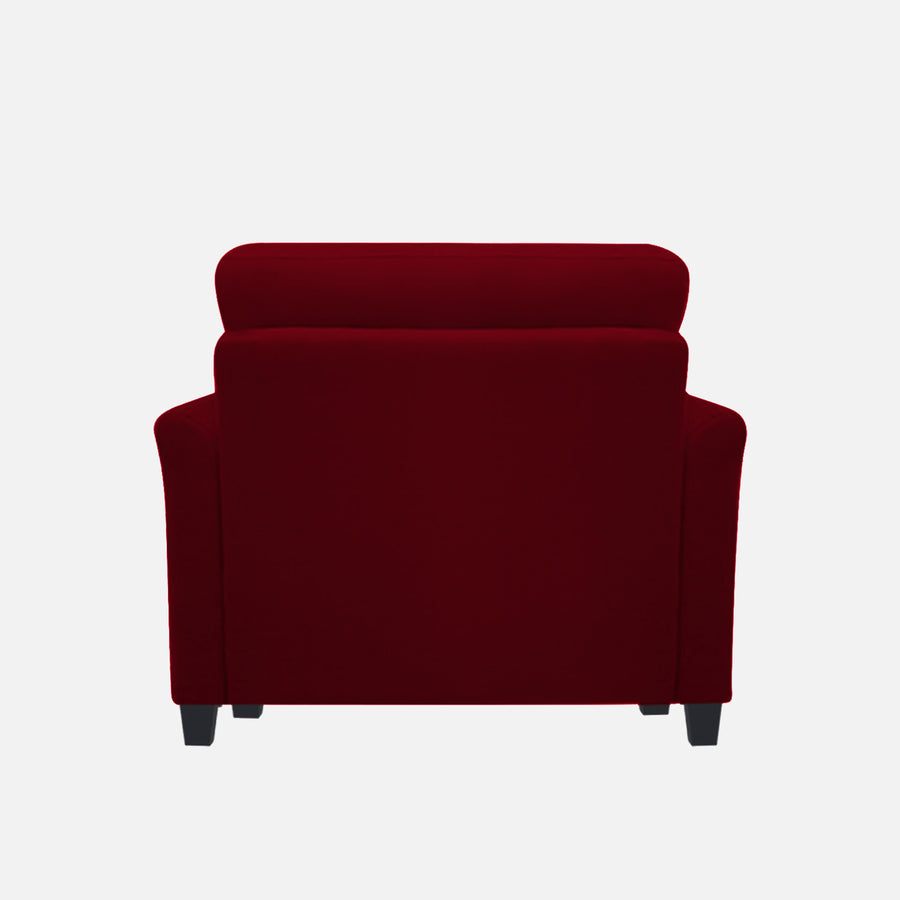 Daroo Velvet 1 Seater Sofa In Cherry Red Colour - Febonic Living