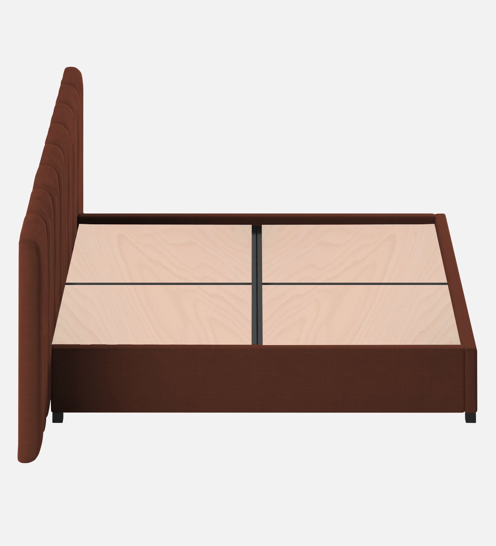 Nora Fabric Queen Size Bed In Coffee Brown Colour