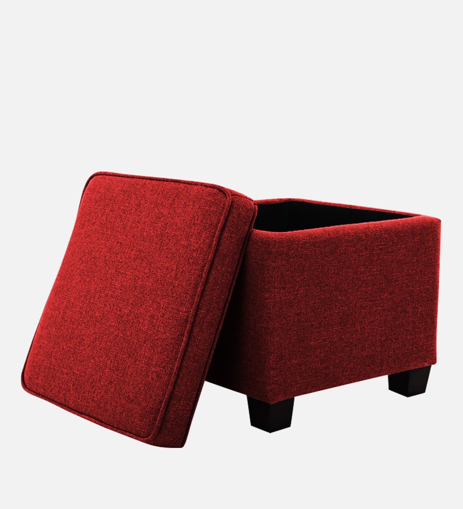 Sudan Fabric Storage Ottoman in Blood Maroon Colour