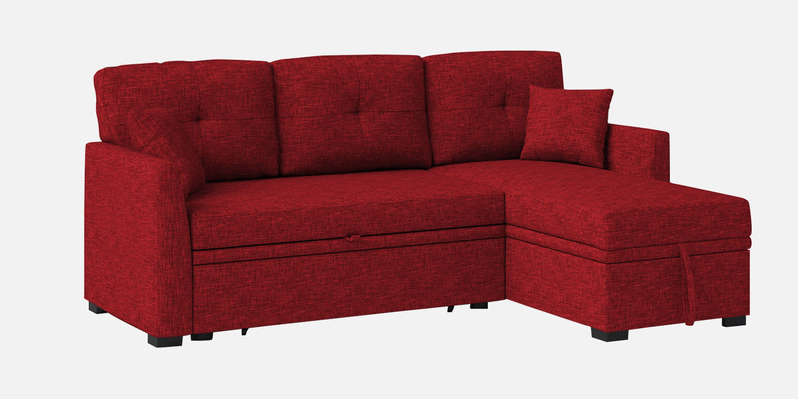 Jody Fabric 3 Seater Pull Out Sofa Cum Bed In Blood Maroon Colour