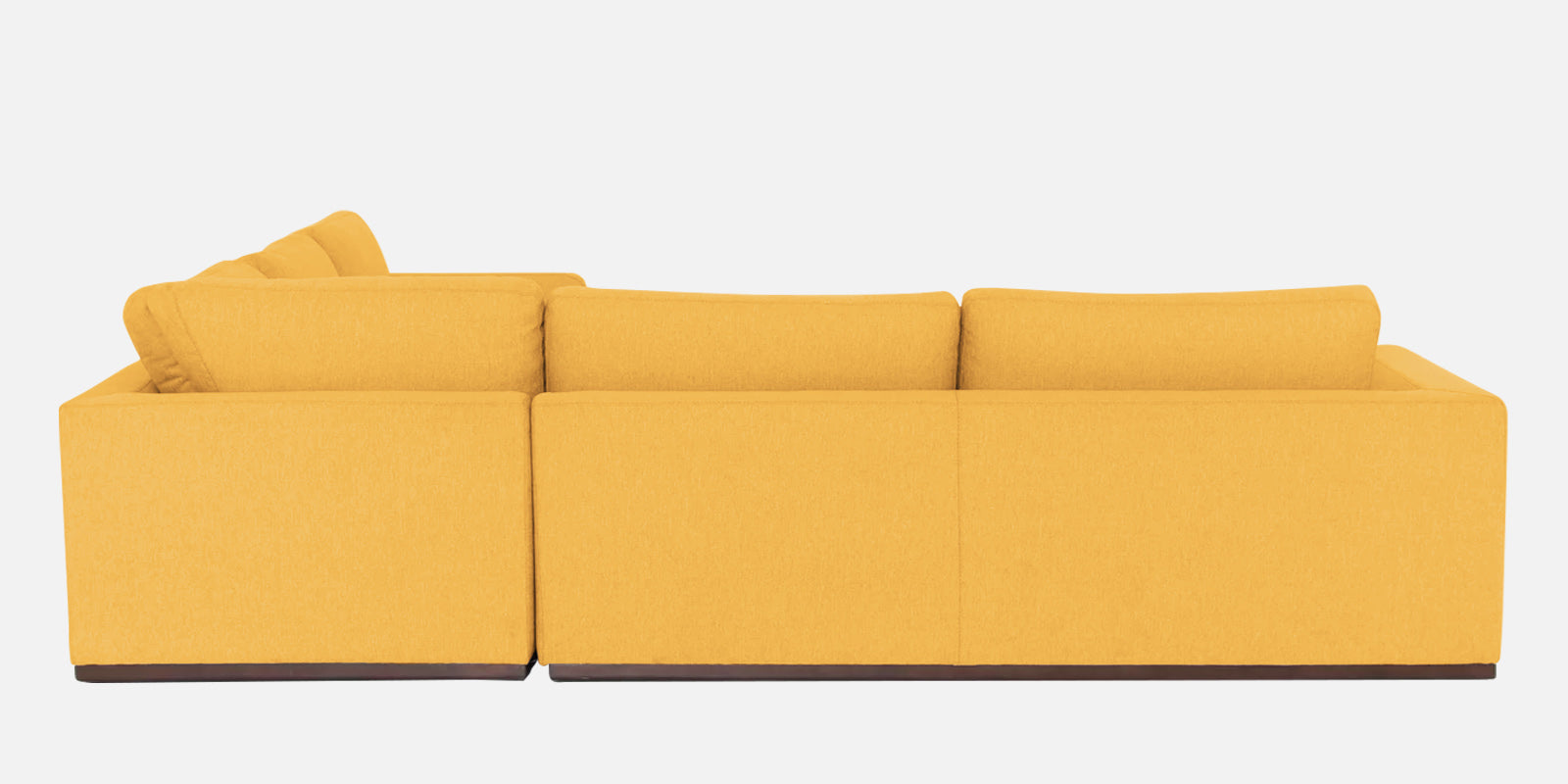 Freedom Velvet 6 Seater LHS Sectional Sofa In Turmeric Yellow Colour With Ottoman