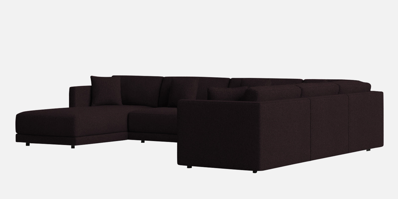 Carlin Fabric RHS 8 Seater Sectional Sofa In Cara Brown Colour