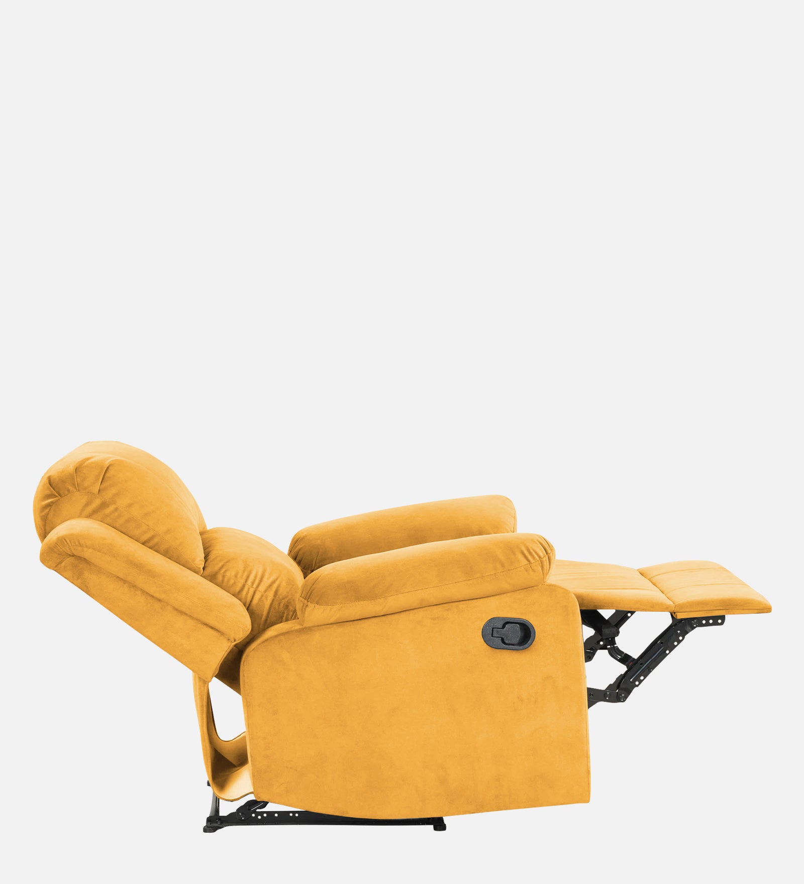 Henry Velvet Manual 1 Seater Recliner In Turmeric Yellow Colour