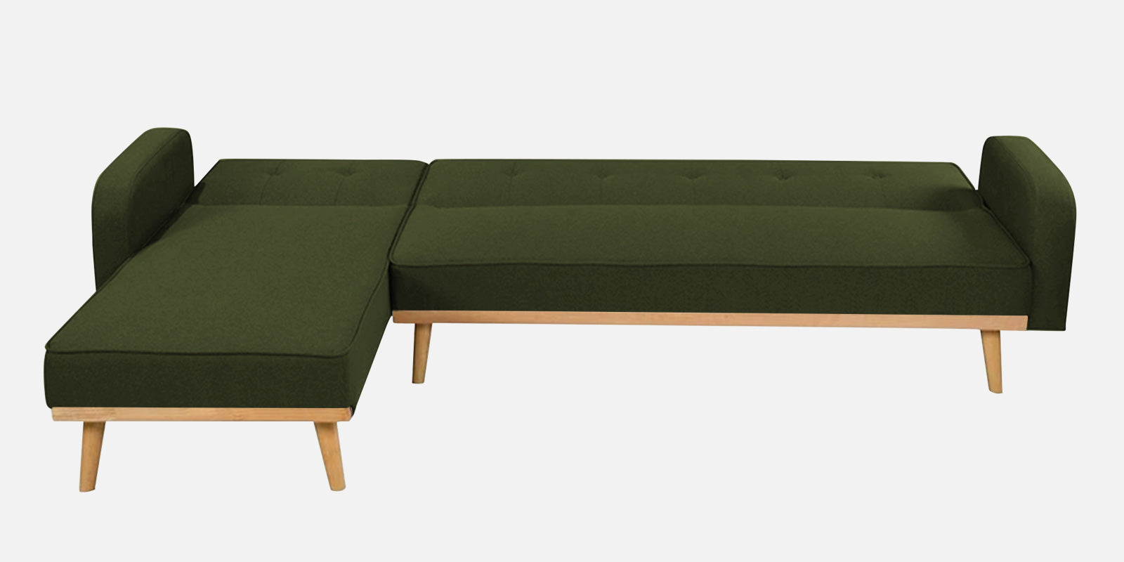 Zuno Fabric RHS Sectional + Sofa Cum Bed In Olive Green Colour