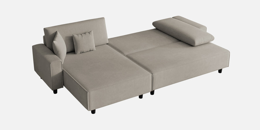 Peach Fabric Rhs 6 Seater Sofa Cum Bed With Storage In Ash Grey Colour - Febonic Living