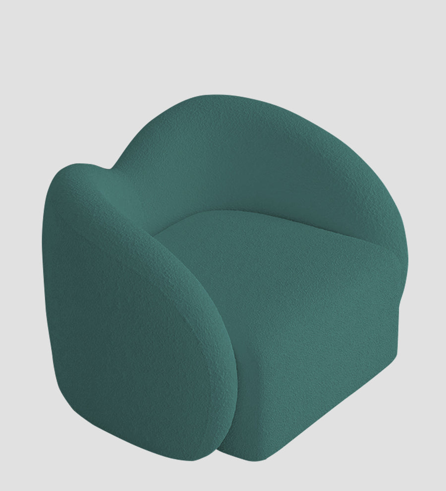 Miles Boucle Fabric Swivel Chair In Bark Green Colour - Febonic Living