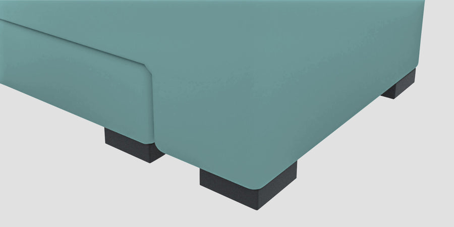 Corby Velvet Rhs 6 Seater Convertible Sofa Cum Bed In Barmunda Aqua Colour - Febonic Living