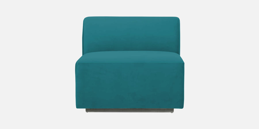 Bufa Velvet Lhs Sectional Sofa In Arabian Green Colour With Ottoman - Febonic Living